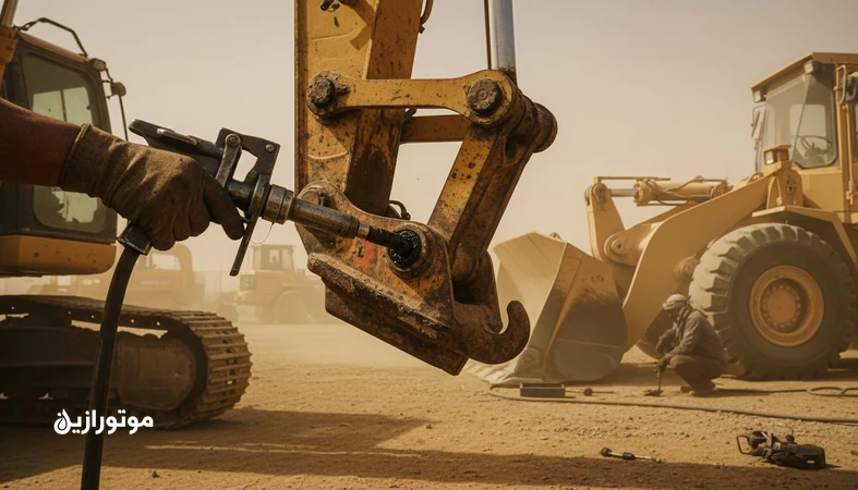 تجربه میدانی ناوگان از عملکرد گریس در گرما و گردوغبار؛ گریس‌کاری پین و بوش ماشین‌آلات سنگین و بررسی دوام و سایش