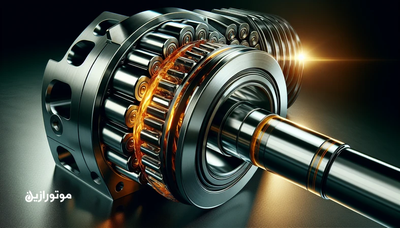 نمای نزدیک از یاتاقان میل‌لنگ و فیلم روغن در شرایط دمای بالا و نرخ برش بالا (HTHS) برای توضیح نقش HTHS در جلوگیری از سایش