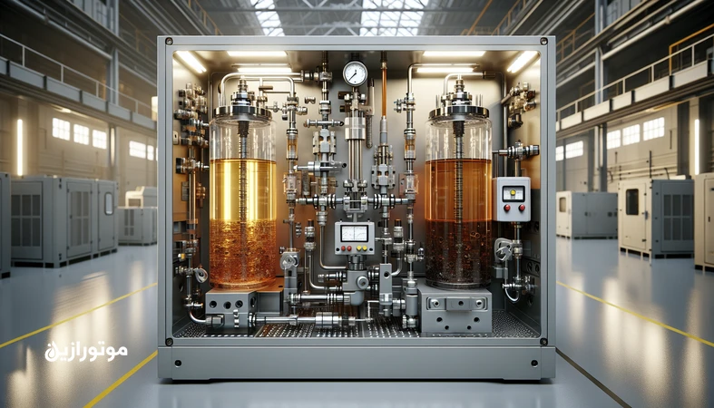 مقایسه دو روغن هیدرولیک در دستگاه تزریق پلاستیک با نمایش فشار کاری و تغییر رنگ روغن در پاورپک هیدرولیک