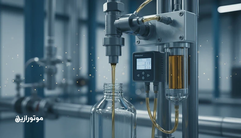 تصویر نمونه‌برداری روغن و فیلتر خطی برای توضیح کد پاکیزگی ISO 4406 و ارتباط آن با برنامه فیلتراسیون و پایش ذرات