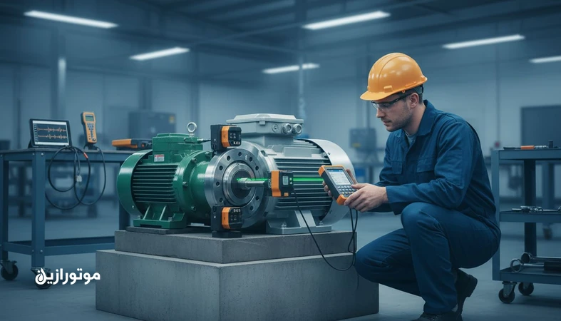 هم‌محوری شفت با لیزر روی موتور و پمپ برای کاهش لرزش و جلوگیری از خرابی یاتاقان و کوپلینگ