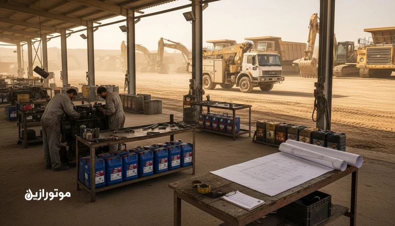 استانداردسازی روانکار در ناوگان چندبرند پروژه با کاهش تنوع، مدیریت موجودی و کنترل ریسک خرابی در تعمیرگاه سایت