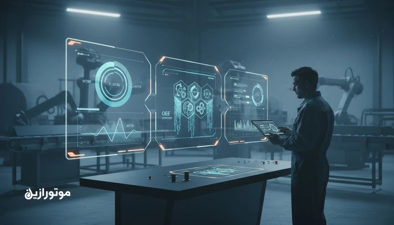 داشبورد KPIهای تعمیرات برای پایش MTBF، MTTR و OEE در یک محیط صنعتی و تصمیم‌محور