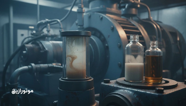 مدیریت آلودگی آب در روغن‌های دریایی؛ نمایش امولسیون شیری، تجهیزات موتورخانه کشتی و نشانه‌های خوردگی