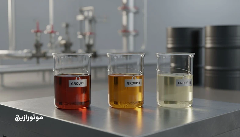 تصویر مفهومی تحلیل ماهانه قیمت روغن پایه گروه I، II و III و اثر آن بر قیمت و کیفیت روغن موتور