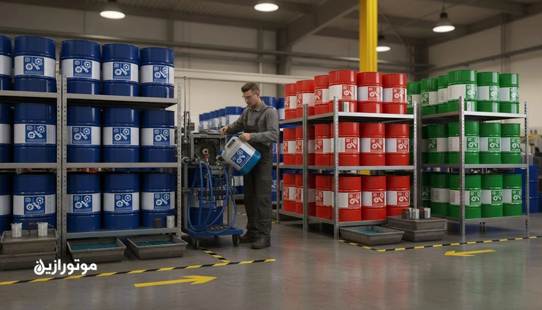 مدیریت روانکار در سایت‌های چندتجهیزه با لیبل‌گذاری و کد رنگی برای جلوگیری از قاطی شدن روغن‌ها در انبار و حین سرویس