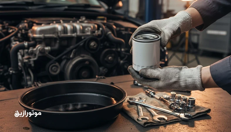 تعویض فیلتر روغن در اتوسرویس؛ نمایش فیلتر روغن و ابزار سرویس برای انتخاب درست و نصب صحیح
