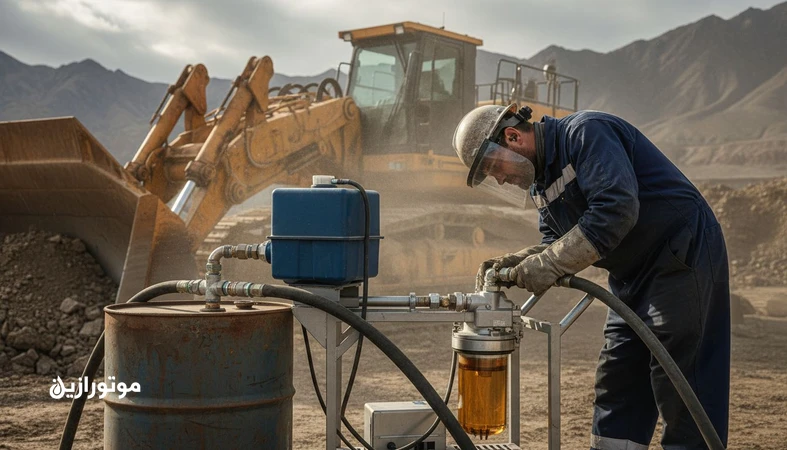 فیلتراسیون و پاکیزگی روغن در سایت دورافتاده با دستگاه فیلتر پرتابل و انتقال بسته از بشکه به مخزن