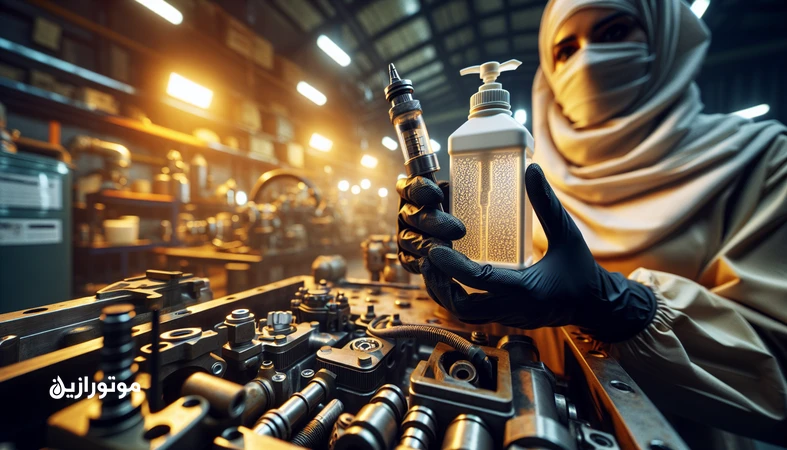 تکنسین در حال نمونه‌برداری صحیح روغن با ظرف استاندارد؛ تصویر مرتبط با اشتباهات رایج نمونه‌برداری روغن و بی‌اعتبار شدن نتیجه آزمایش