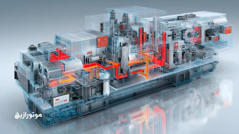 Diagram of an industrial turbine lubrication system showing oxidation hot spots in bearing housings and dead zones causing turbine oil varnish and sludge
