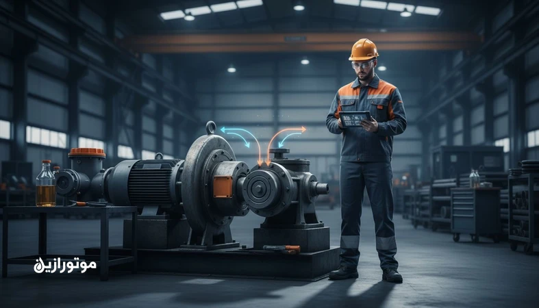 نمای مفهومی حلقه بازخورد در PM صنعتی با داده‌محوری، نمونه‌برداری روغن و بازنگری برنامه نگهداری و تعمیرات در کارخانه