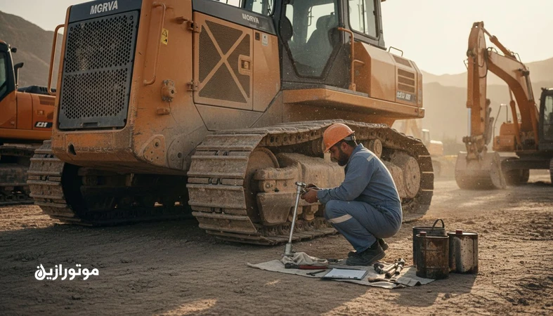 اجرای PM روانکاری در پروژه راه‌سازی؛ گریس‌کاری و روغن‌کاری ماشین‌آلات سنگین با چک‌لیست در محیط گردوغبار