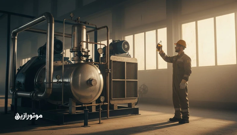 کمپرسور اسکرو در پتروشیمی همراه با نمونه‌برداری روغن برای انتخاب گرید، کنترل آلودگی و افزایش عمر سرویس