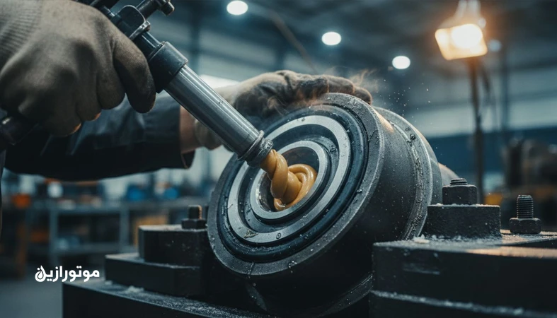 تصویر نزدیک از گریس‌کاری یاتاقان چرخ مترو با تأکید بر انتخاب گریس، NLGI، EP و پایداری برشی در شرایط آلودگی و دمای بالا